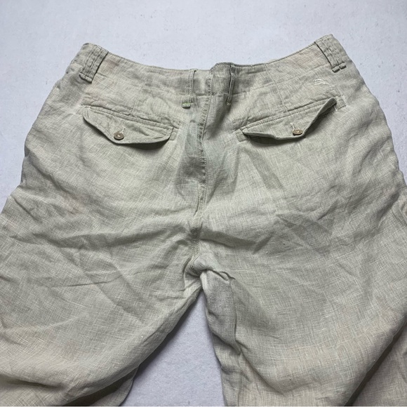 Tommy Bahama Relax 100% Linen Pants wide leg Cream color Back flap pockets 36x32 - Picture 9 of 10